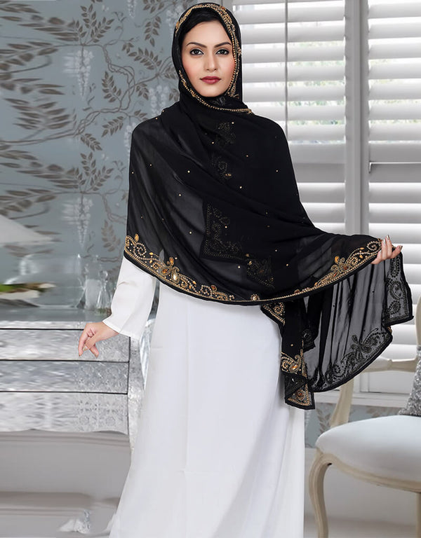 Modest Black Georgette Hijab